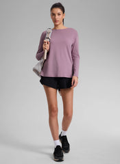 Cotton-Blend Boat Neck Long Sleeve