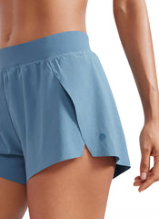 Feathery-Fit Soft Low Waisted V Split Mesh Lined Shorts 2.5''
