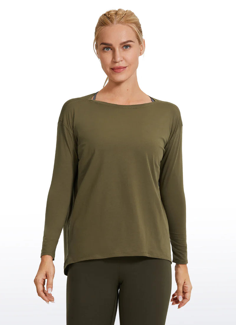 Pima Cotton Boat Neck Long Sleeve