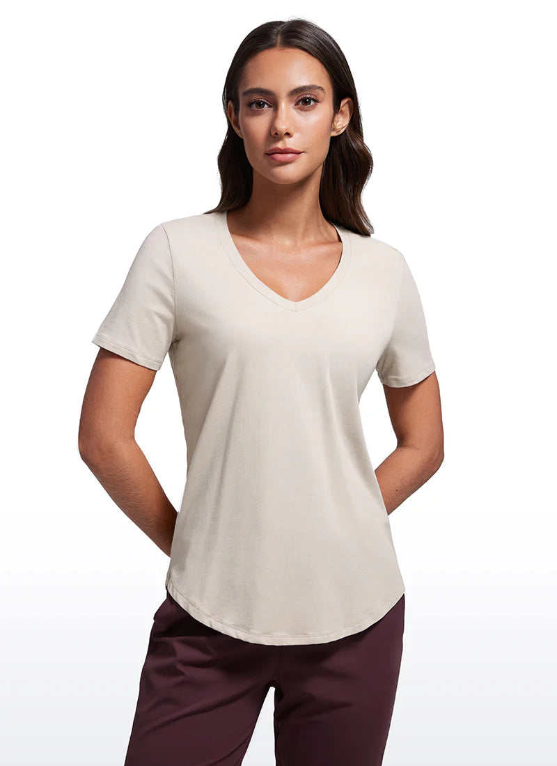 Pima Cotton Pro V Neck Short Sleeve