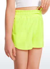 Feathery-Fit Soft Girls Mesh Liner Shorts with Zip Pockets