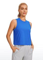 Pima Cotton High Neck Cropped Tank