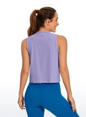 Pima Cotton High Neck Cropped Tank