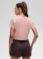 Pima Cotton Crew Neck Cropped Short Sleeve