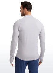 Brushed Half Zip Long Sleeve with Thumbhole