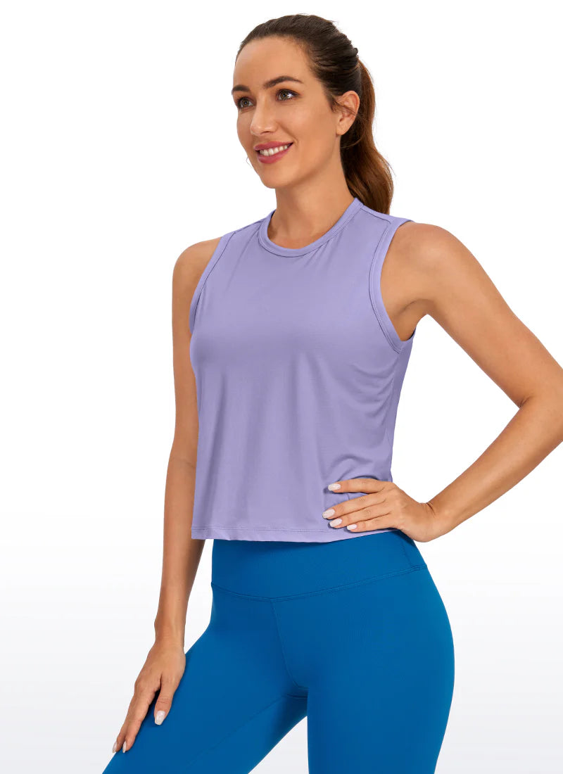 Pima Cotton High Neck Cropped Tank