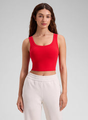 Ribbed U Neck Built in Bra Tank