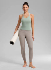 Seamless Racerback Built in Bra Ribbed Tank