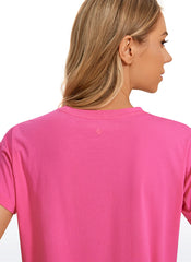 Pima Cotton Crew Neck Cropped Short Sleeve