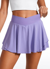 Feathery-Fit Soft Ruffle Layered Skirt 13''