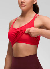 Butterluxe V Neck Cross Back Built in Bra Tank