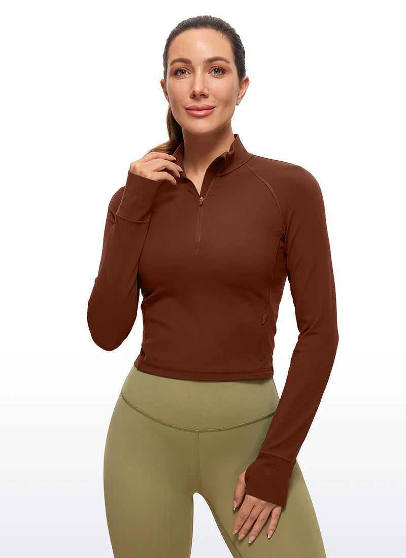 Butterluxe Half Zip Cropped Long Sleeve