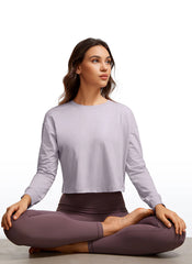 Pima Cotton Cropped Loose Fit Long Sleeve