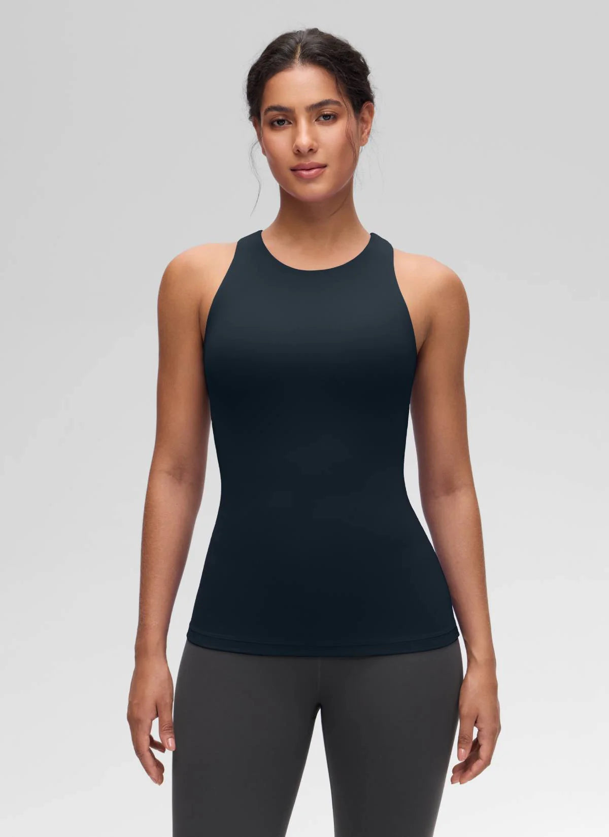 Butterluxe Hip Length Built-in Bra Tanks High Neck