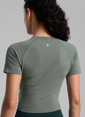 Seamless Crew Neck Cropped Short Sleeve