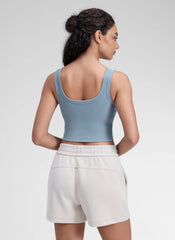 Ribbed U Neck Built in Bra Tank